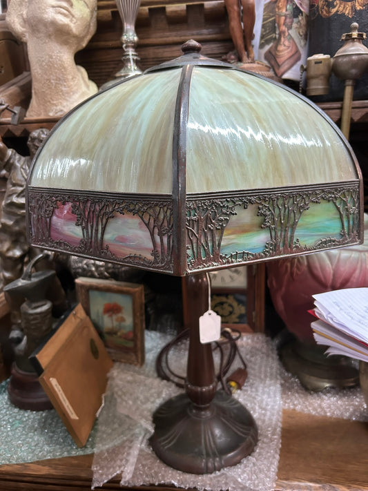 HANDEL SCENIC OVERLAY PANELED SHADE LAMP