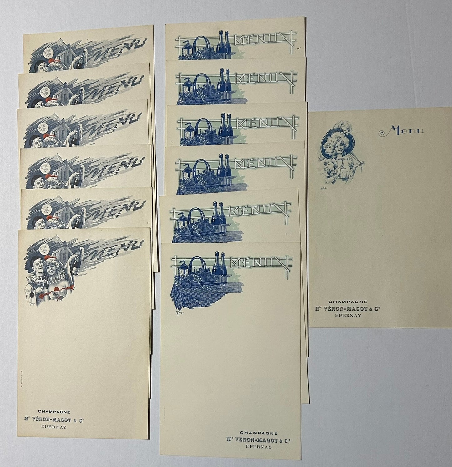 ANTIQUE CHAMPAGNE ILLUSTRATED ADVERTISING MENU PAGES