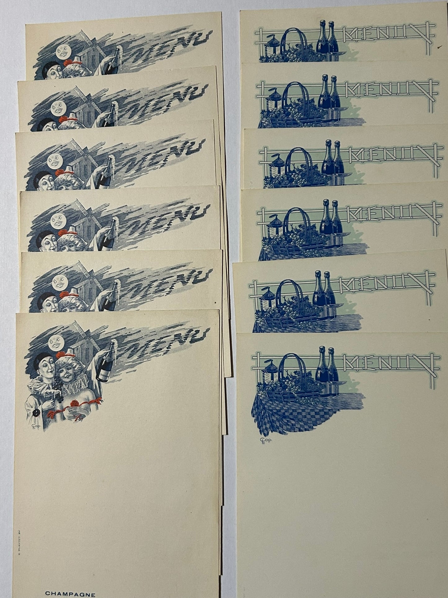 ANTIQUE CHAMPAGNE ILLUSTRATED ADVERTISING MENU PAGES