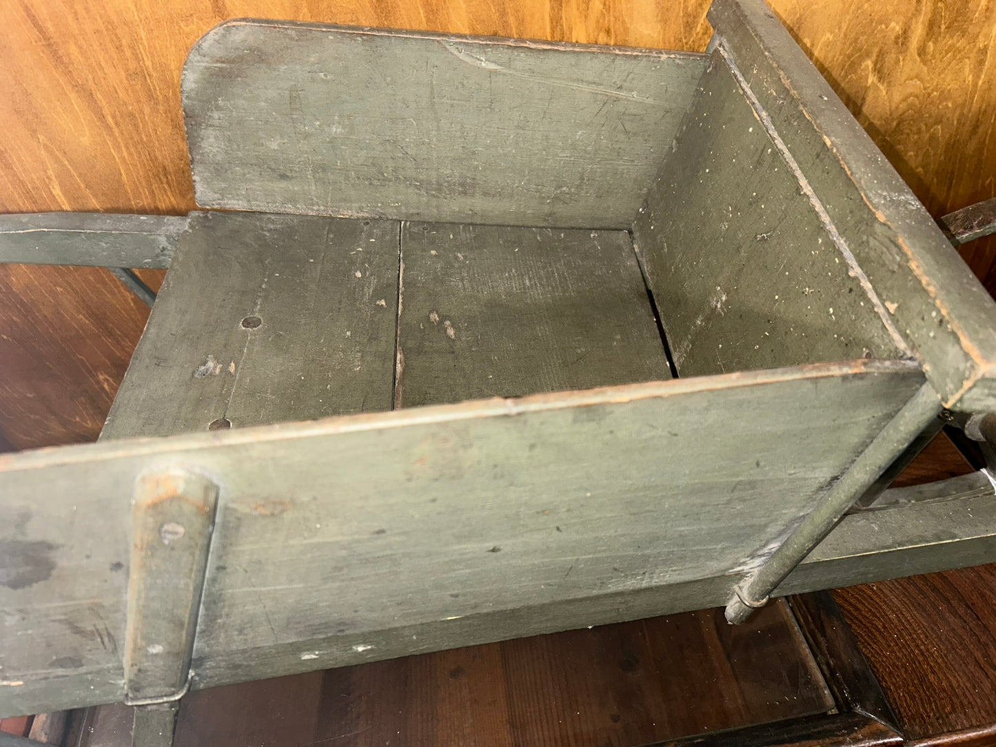 CHILD SIZE ANTIQUE PAINTED WOODEN WHEELBARROW