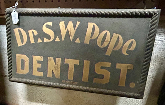 DR. S. W. POPE  DENTIST ANTIQUE WOODEN ADVERTISING SIGN