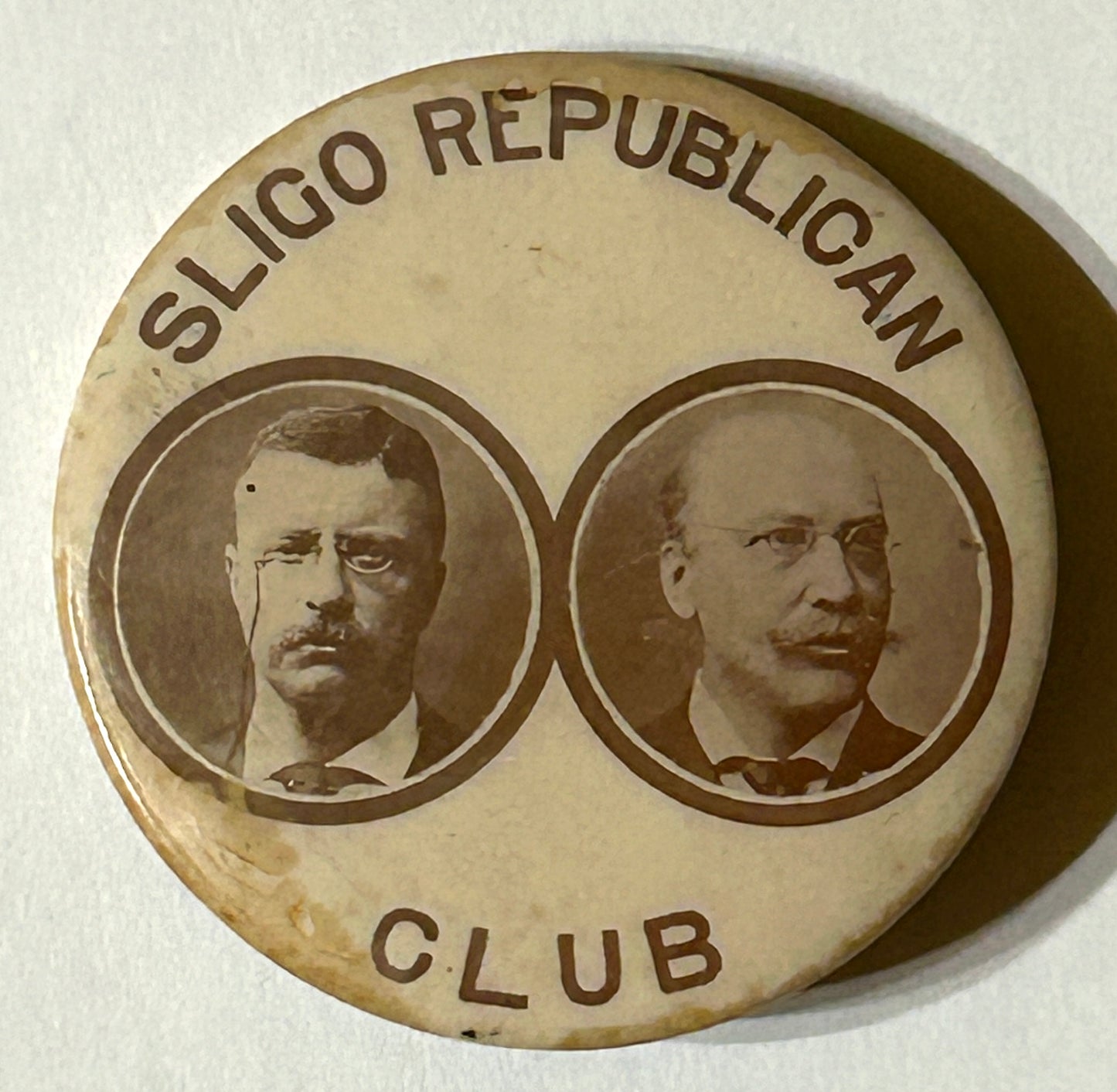 SLIGO REPUBLICAN CLUB ROOSEVELT AND WALBRIDGE 1904 RARE LARGE PINBACK BUTTON