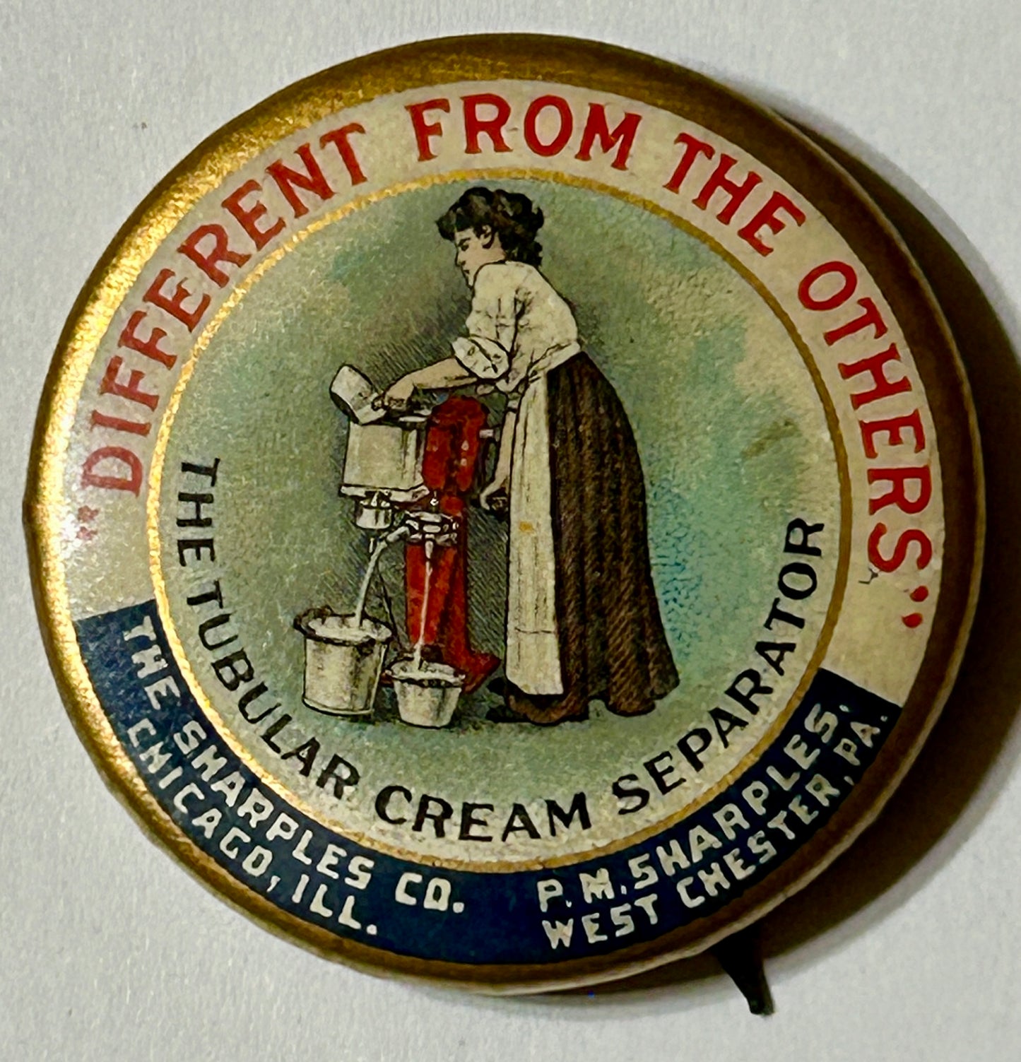 TUBULAR CREAM SEPARATOR ADVERTISING ANTIQUE PINBACK BUTTON
