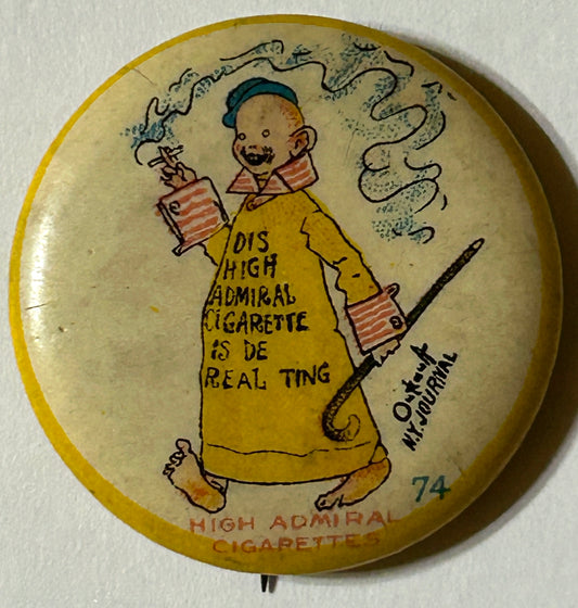 YELLOW KID HIGH ADMIRAL CIGARETTES ADVERTISING PINBACK BUTTON #74