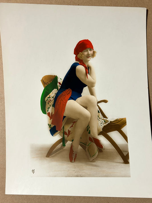 EARLY 1900's TINTED FRENCH PIN UP PHOTO