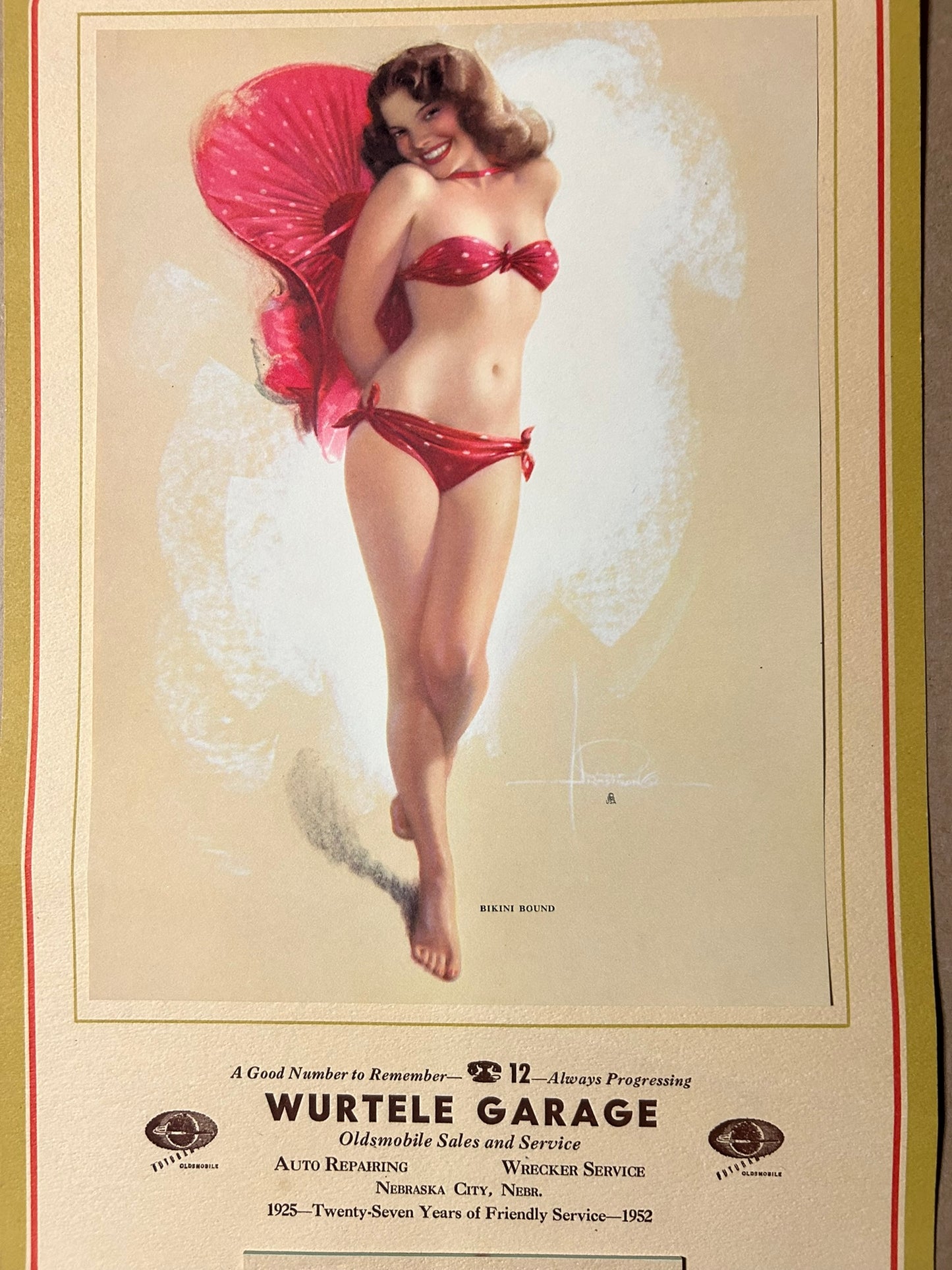 NEBRASKA CITY, NEBRASKA ADVERTISING PINUP CALENDAR