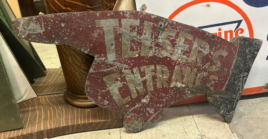 ANTIQUE TIN HAND ADVERTISING SIGN