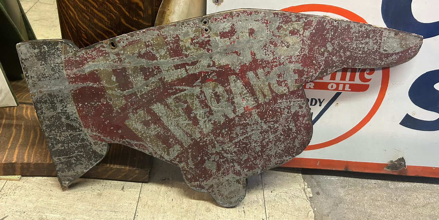 ANTIQUE TIN HAND ADVERTISING SIGN