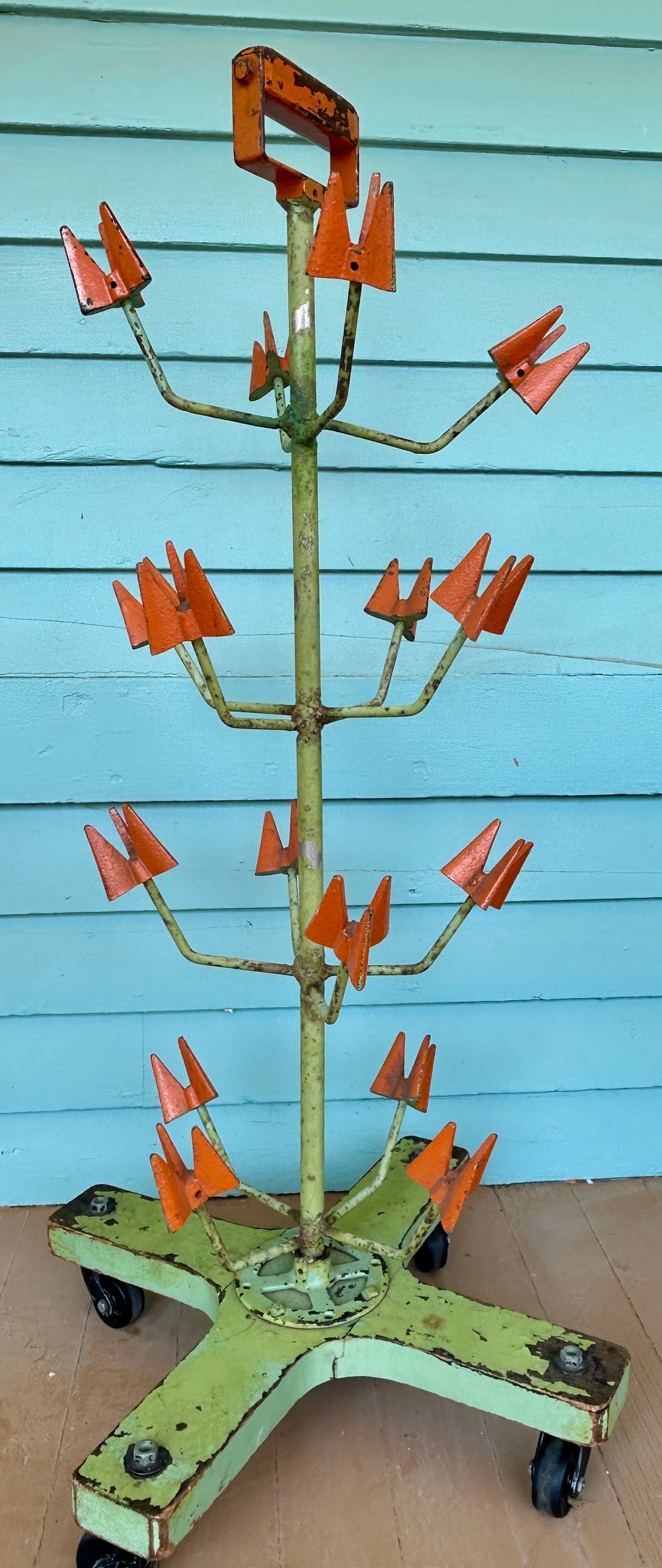 ANTIQUE IRON FACTORY MULTIPLE STRING CONES HOLDER TREE