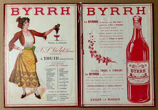 BYRRH ANTIQUE ADVERTISING WINE LIST FOLDER