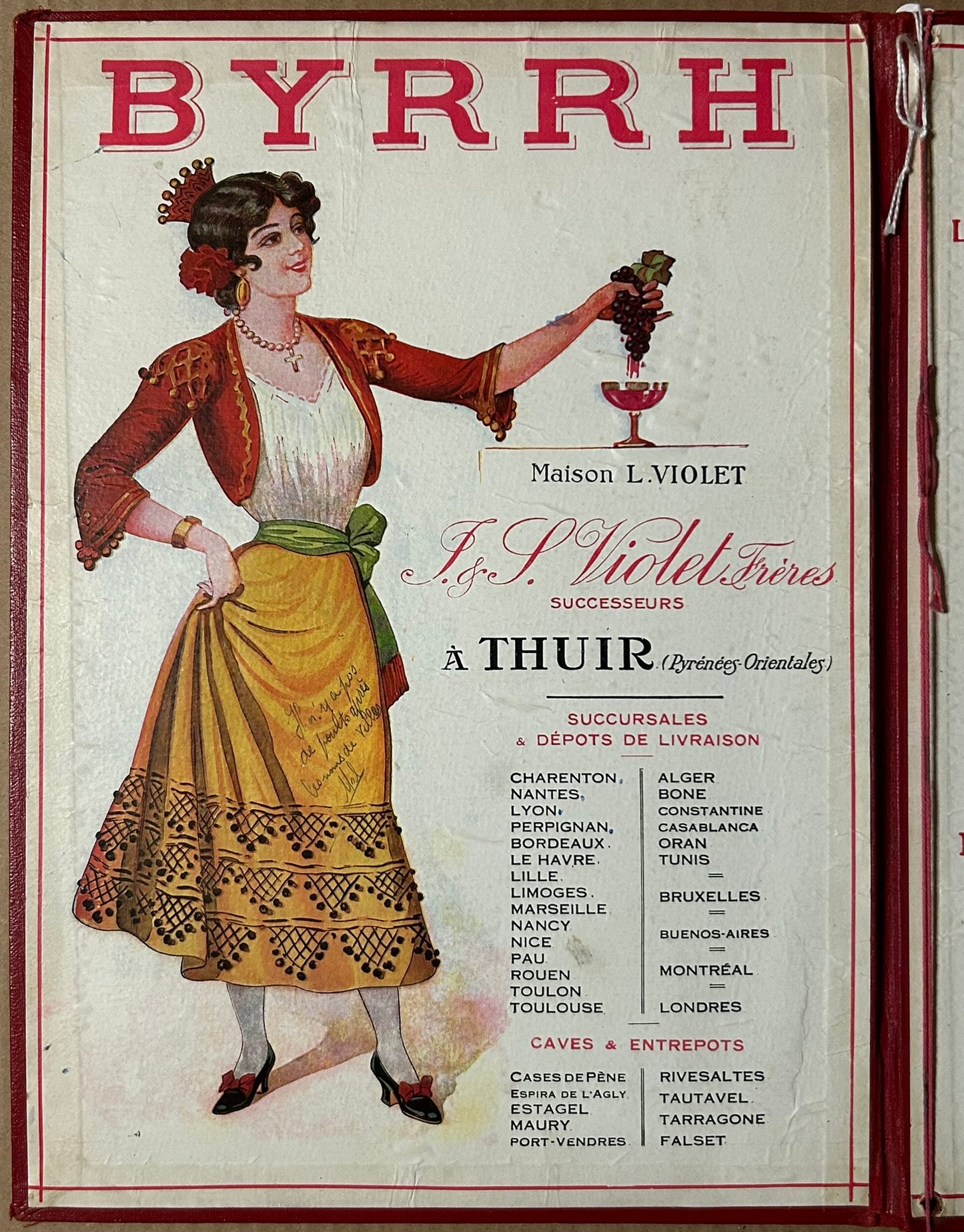 BYRRH ANTIQUE ADVERTISING WINE LIST FOLDER