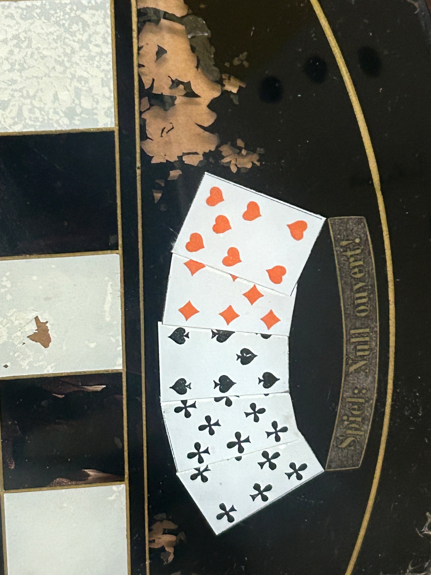 ANTIQUE CHECKERBOARD REVERSE GLASS PAINTED