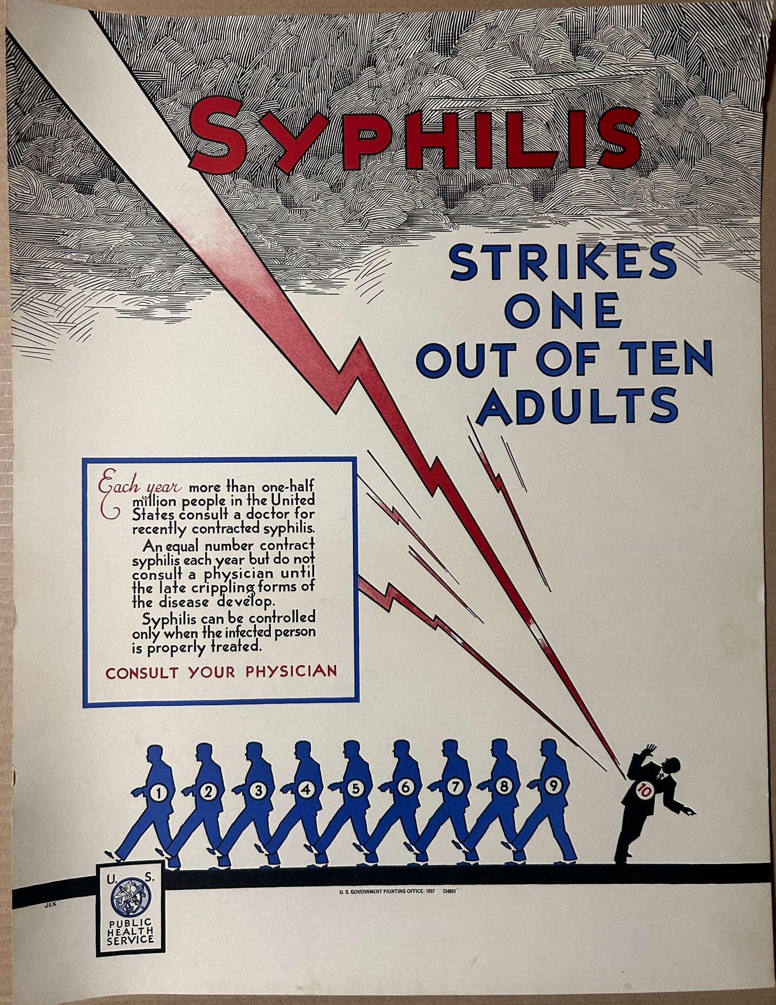 Color Syphilis Poster SYPHILIS 1937 POSTER – Triple A Antiques