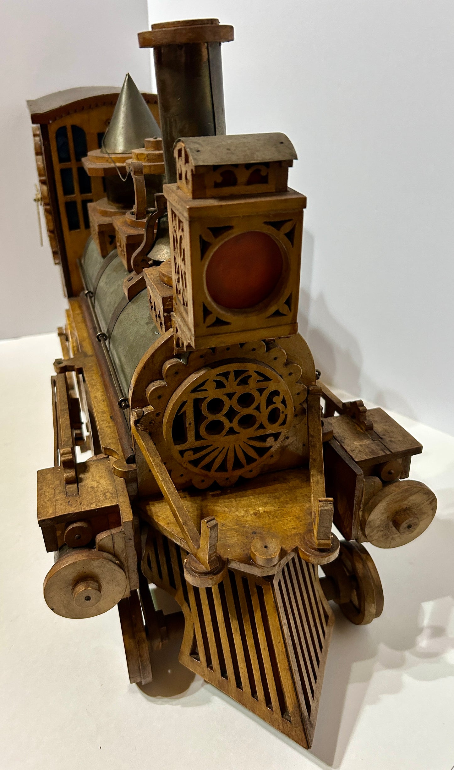 ANTIQUE FRETWORK LOCOMOTIVE CLOCK
