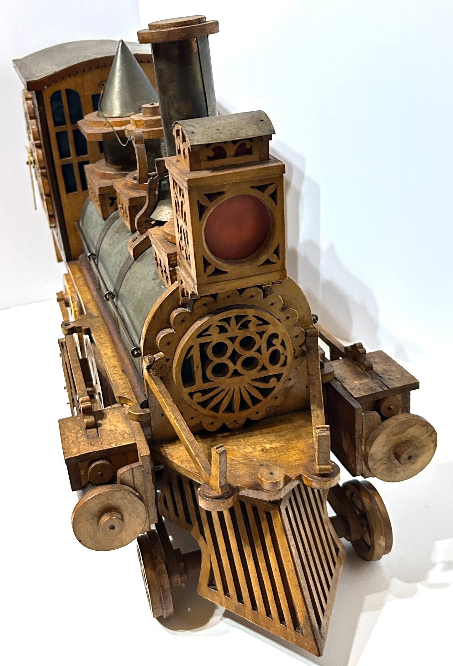 ANTIQUE FRETWORK LOCOMOTIVE CLOCK
