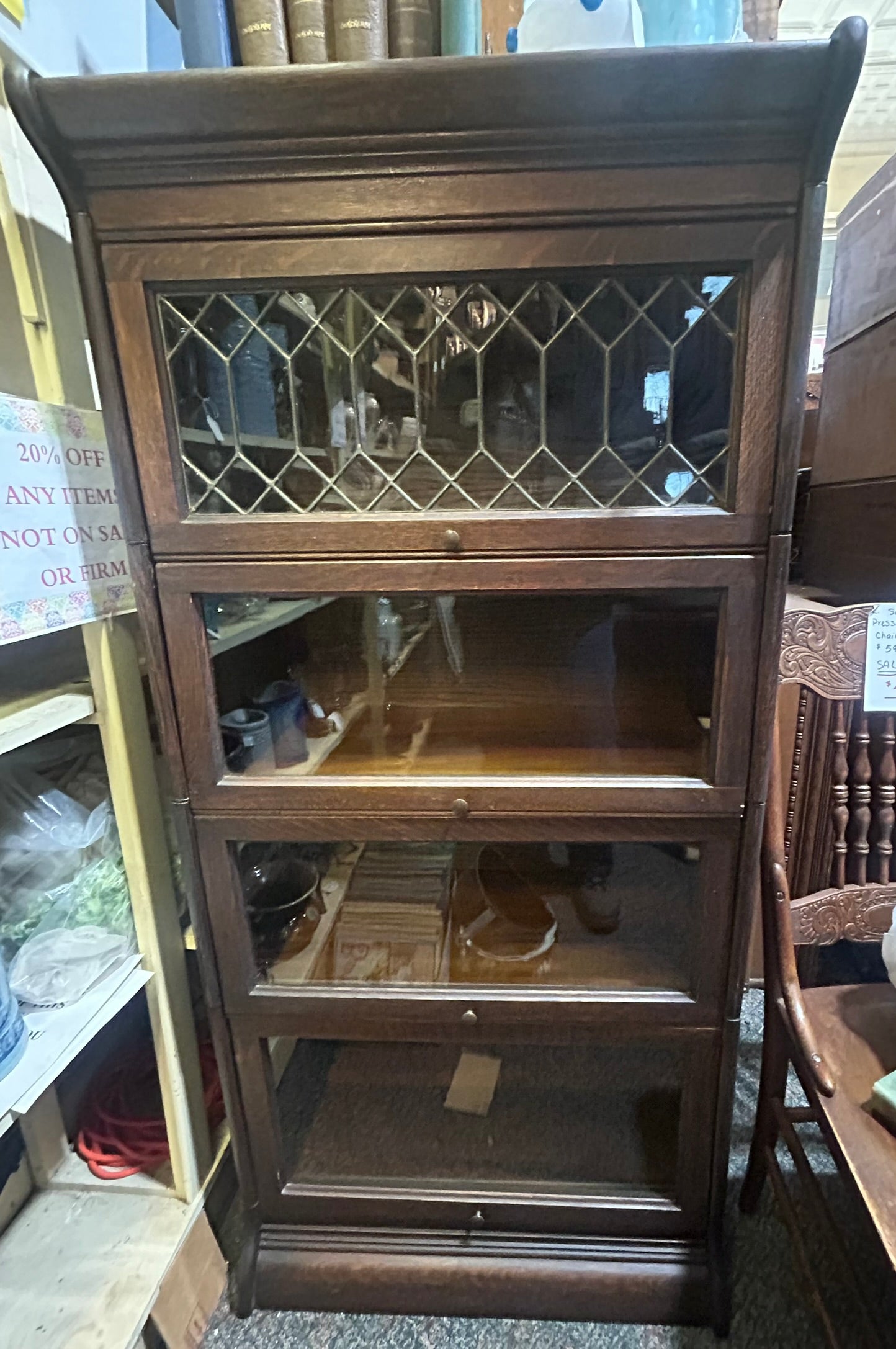 ANTIQUE OAK 3/4 SIZE BARRISTER BOOKCASE