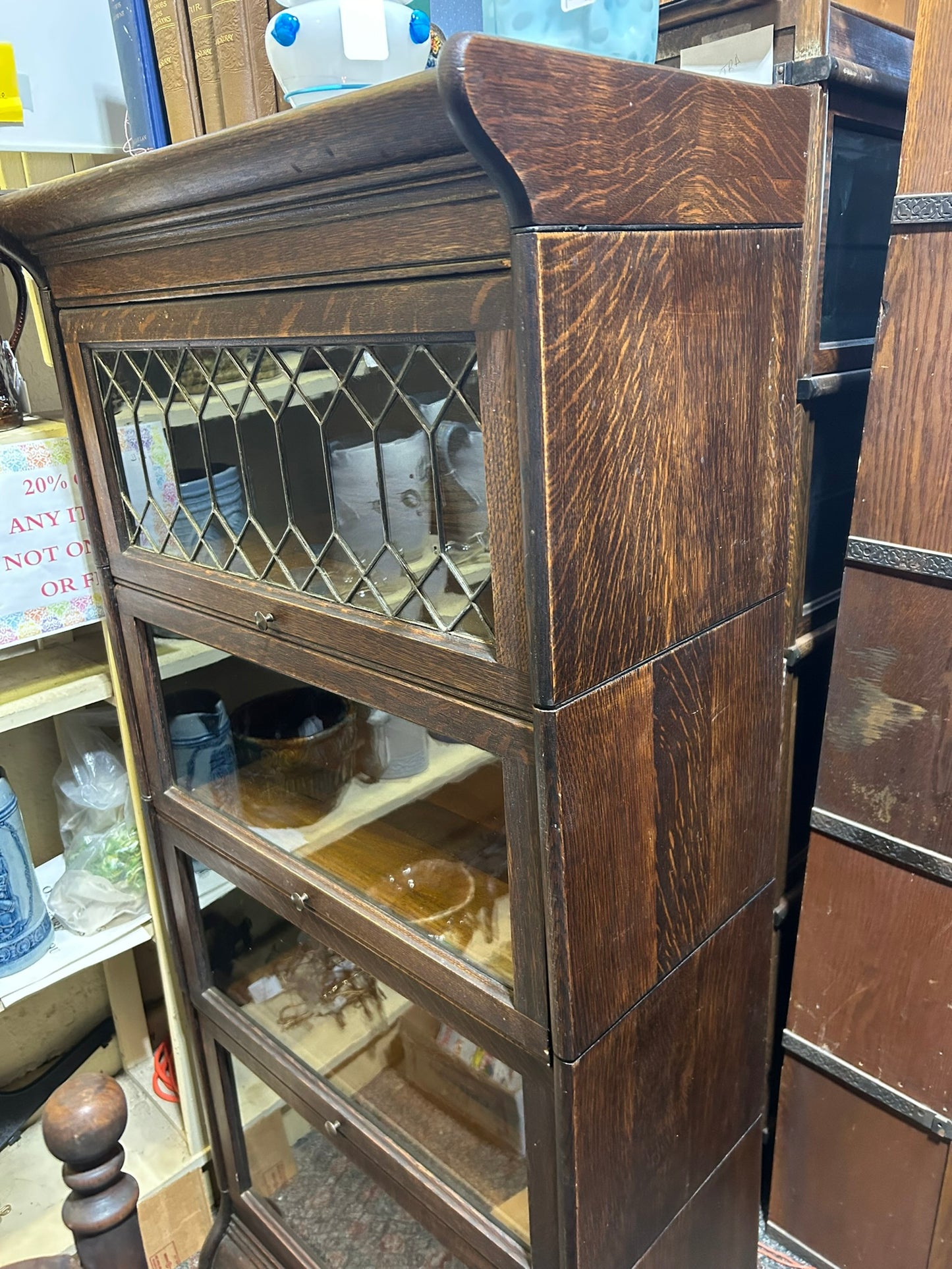 ANTIQUE OAK 3/4 SIZE BARRISTER BOOKCASE