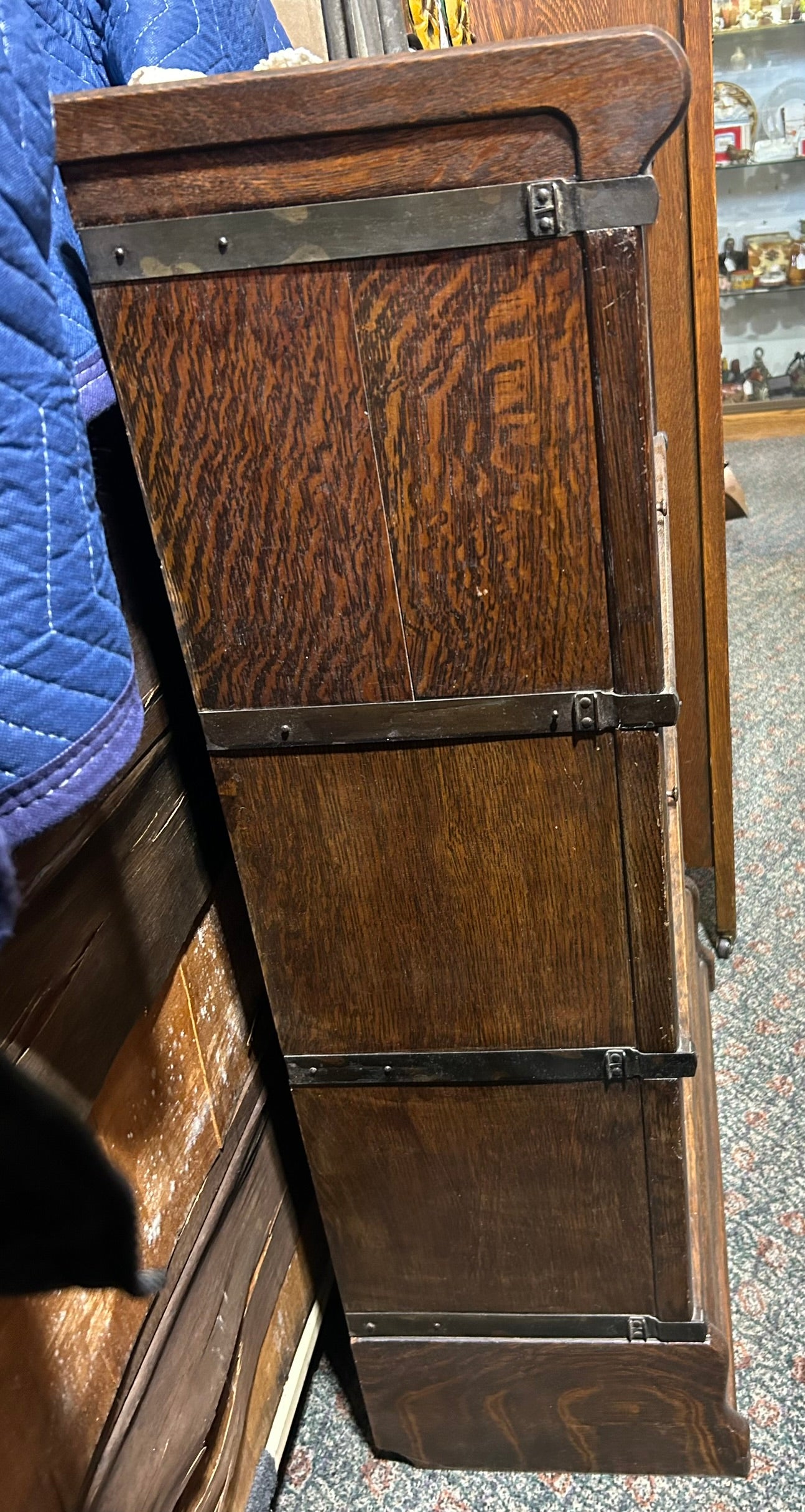 ANTIQUE GLOBE 3/4 SIZE OAK THREE STACK BARRISTER BOOKCASE