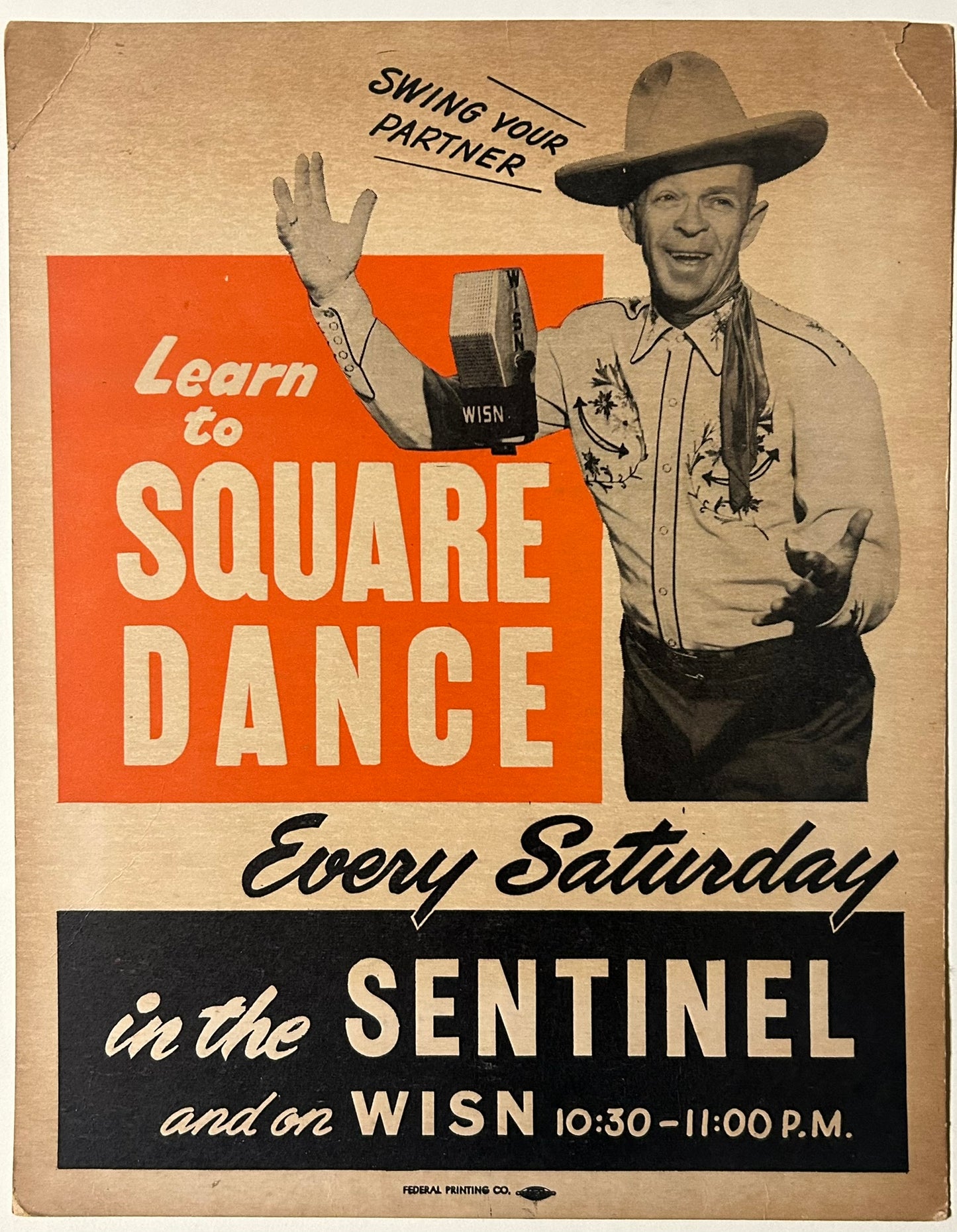 LEARN TO SQUARE DANCE ADVERTISING POSTER