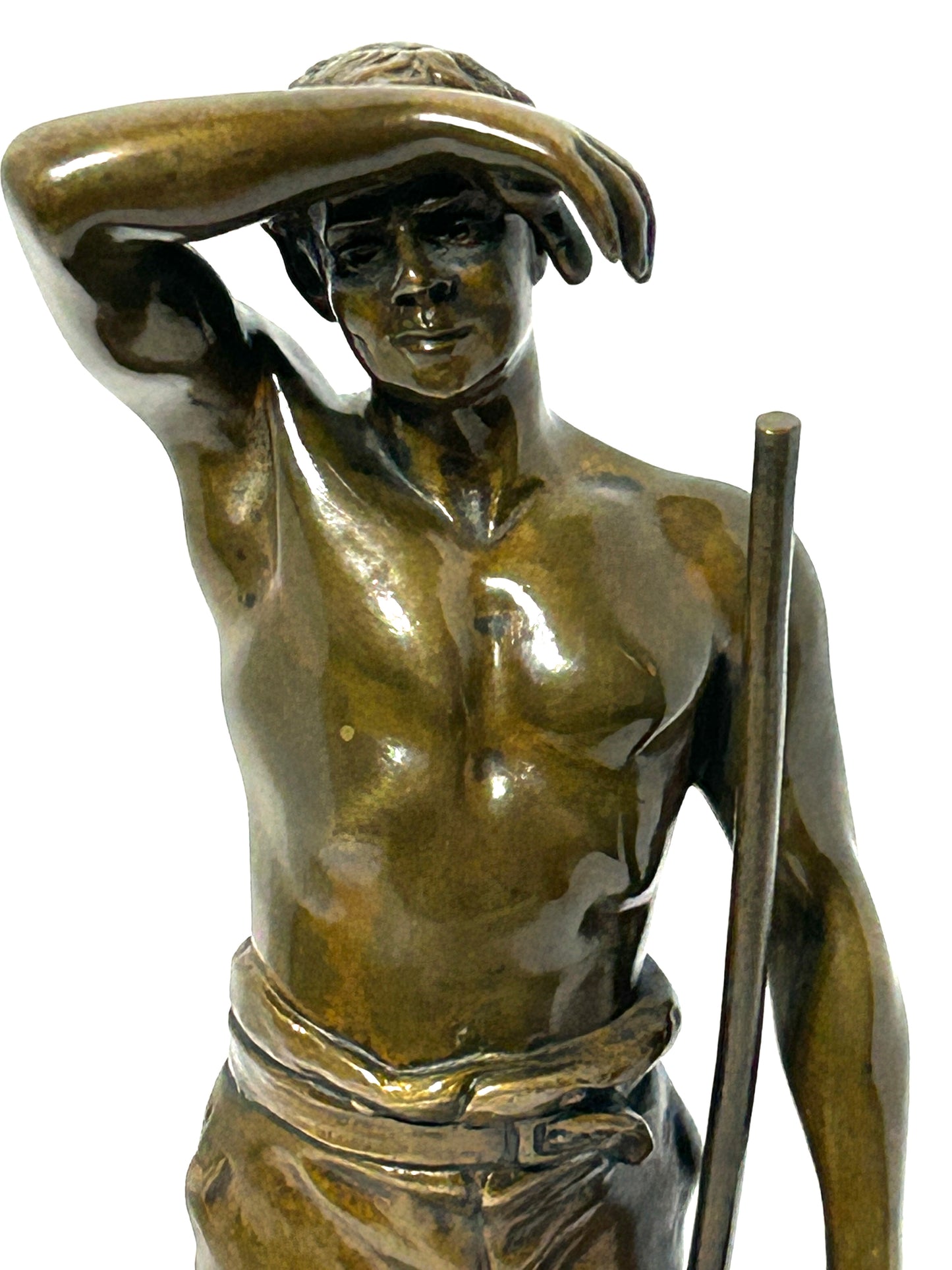 MAURICE JOSEPH CONSTANT 1892-1970 FRENCH BRONZE SCULPTURE OF MAN WITH RAKE
