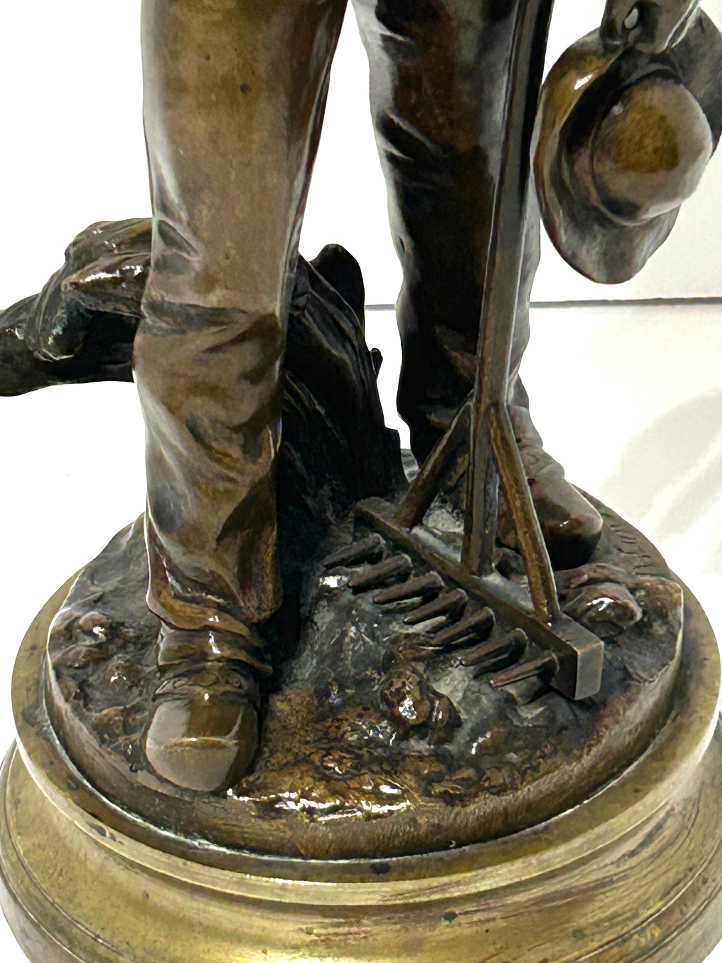 MAURICE JOSEPH CONSTANT 1892-1970 FRENCH BRONZE SCULPTURE OF MAN WITH RAKE