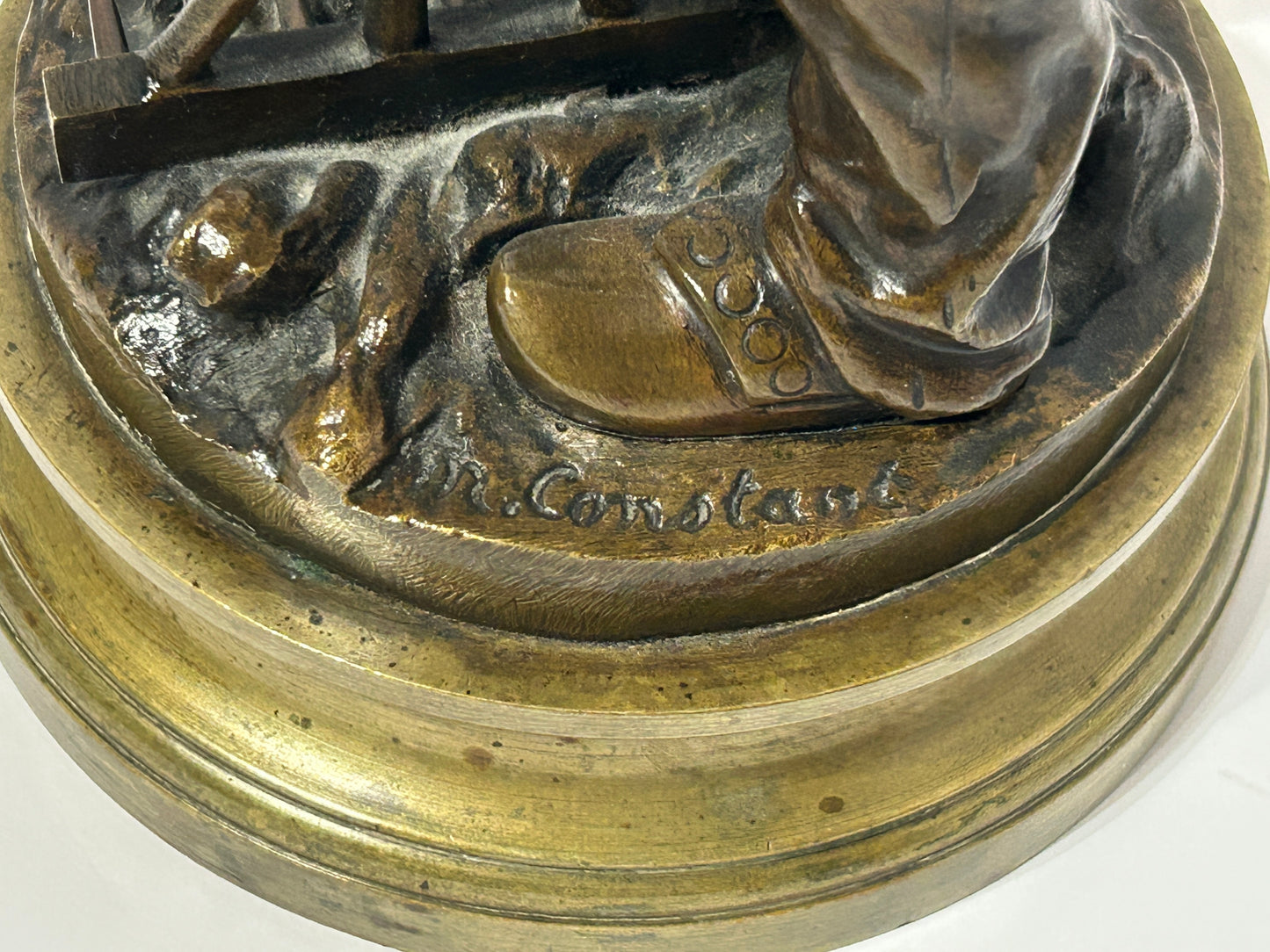 MAURICE JOSEPH CONSTANT 1892-1970 FRENCH BRONZE SCULPTURE OF MAN WITH RAKE