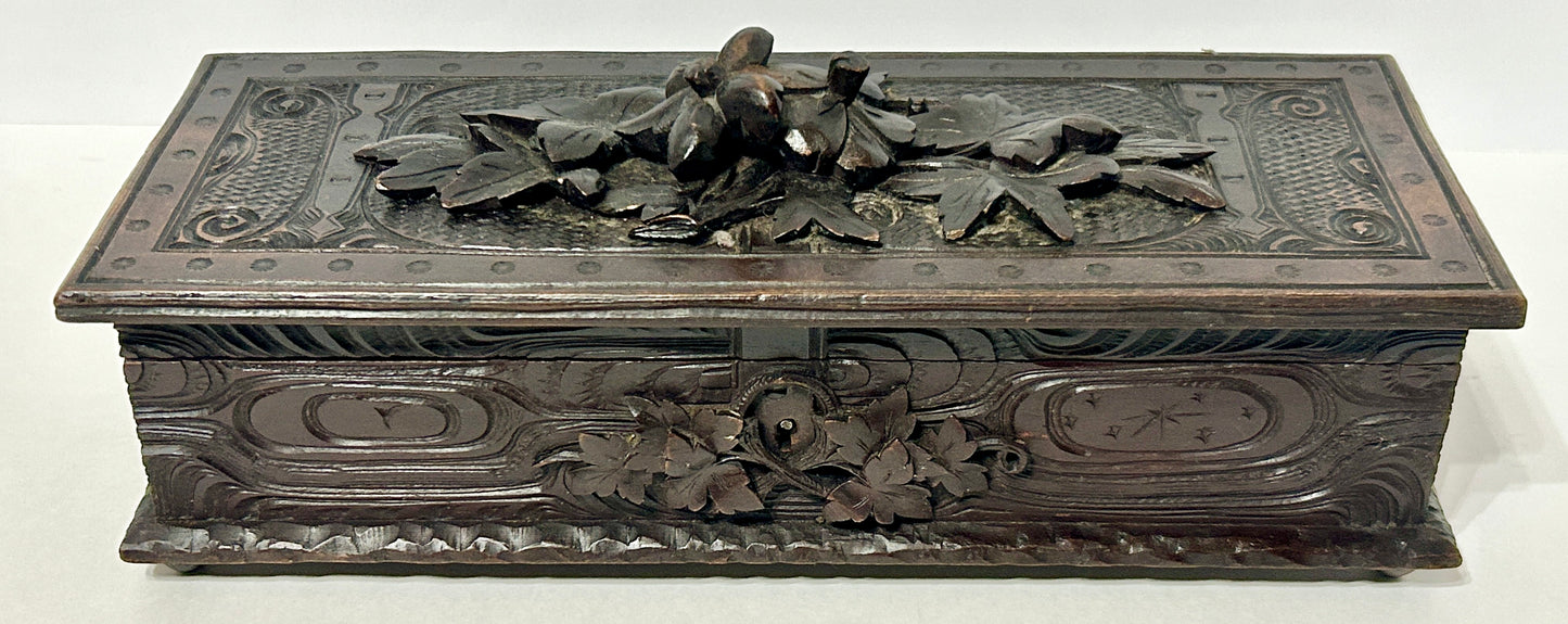 ANTIQUE CARVED WITH LEAVES LATE 1800'S BOX