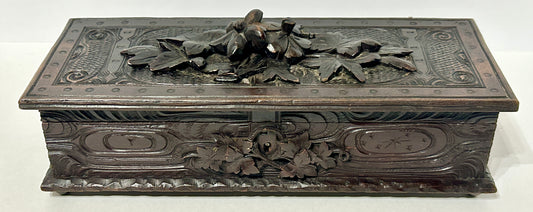 ANTIQUE CARVED WITH LEAVES LATE 1800'S BOX