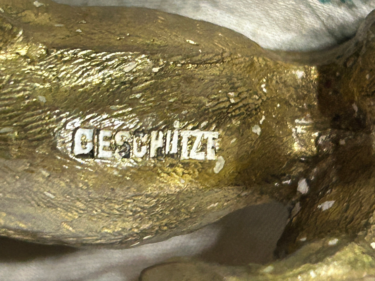 ANTIQUE VIENNA BRONZE OF DOG AND HEDGEHOG MARKED "GESCHUTZT"