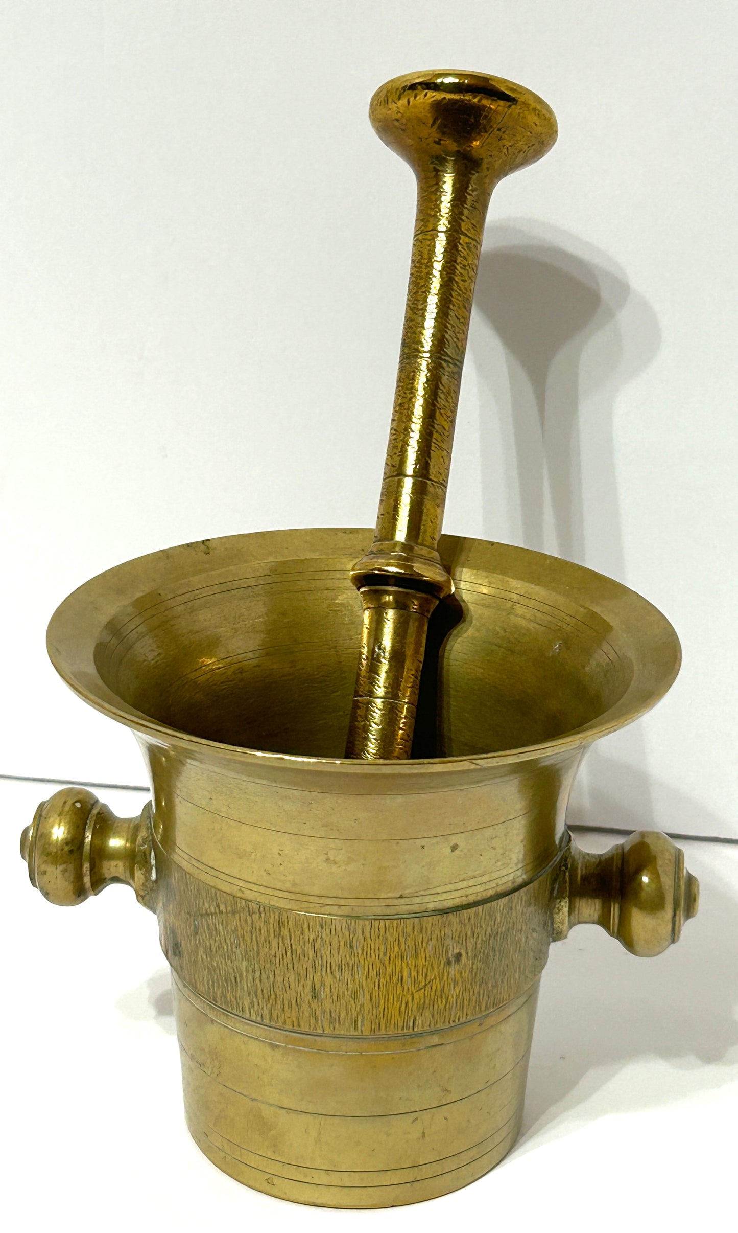 ANTIQUE BRASS EARLY 1800'S MORTAR AND PESTLE