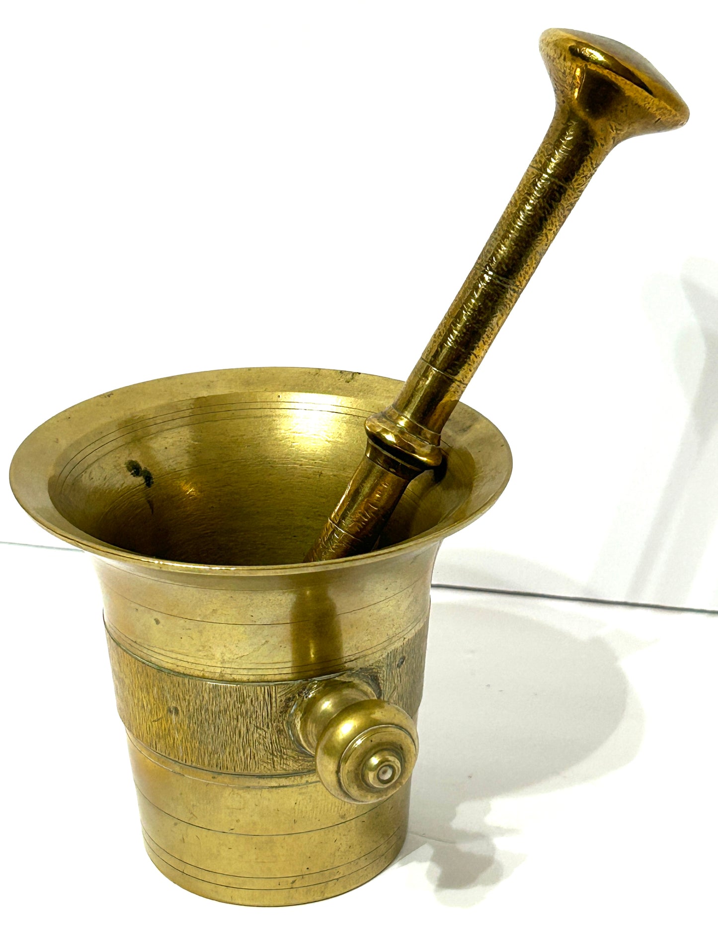 ANTIQUE BRASS EARLY 1800'S MORTAR AND PESTLE