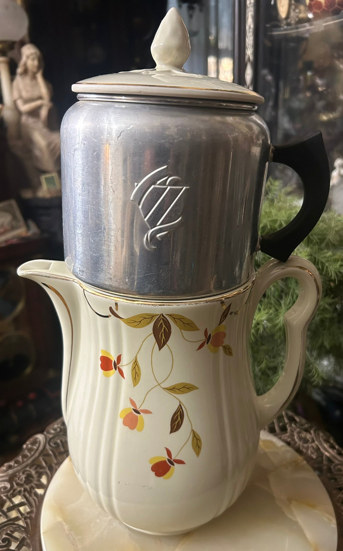 AUTUMN LEAF JEWEL T PATTERN 10" COFFEE POT WITH DRIP MAKER //SOAD SOLD
