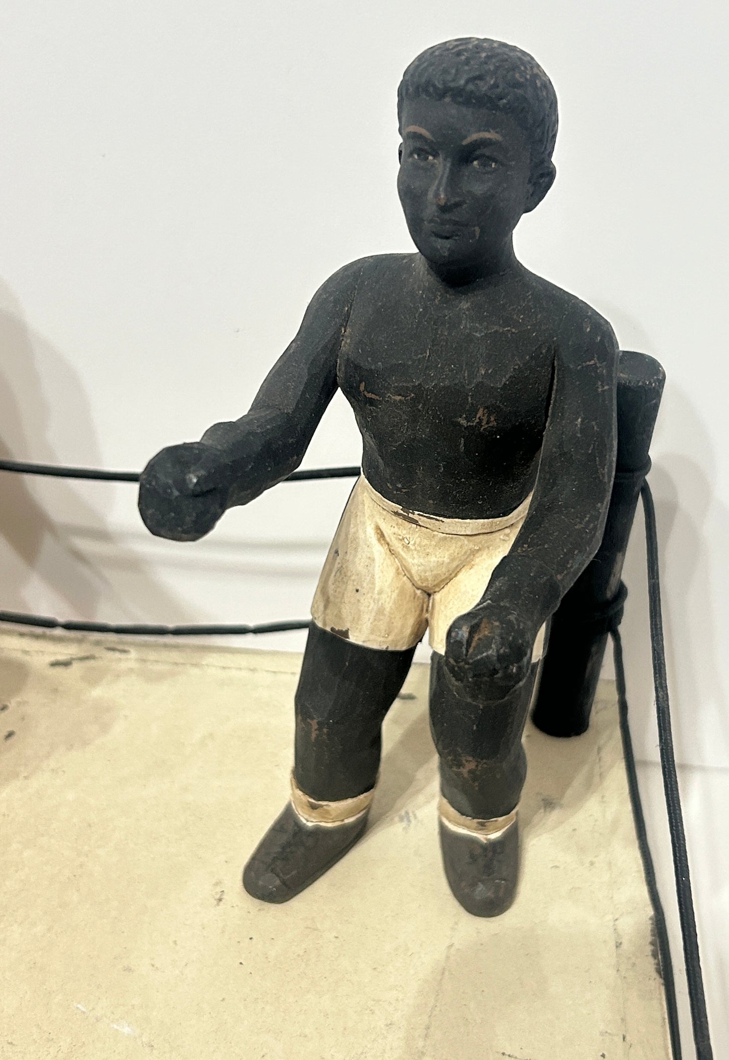 JOE LEWIS "THE BROWN BOMBER" FOLK ART CARVED BOXERS
