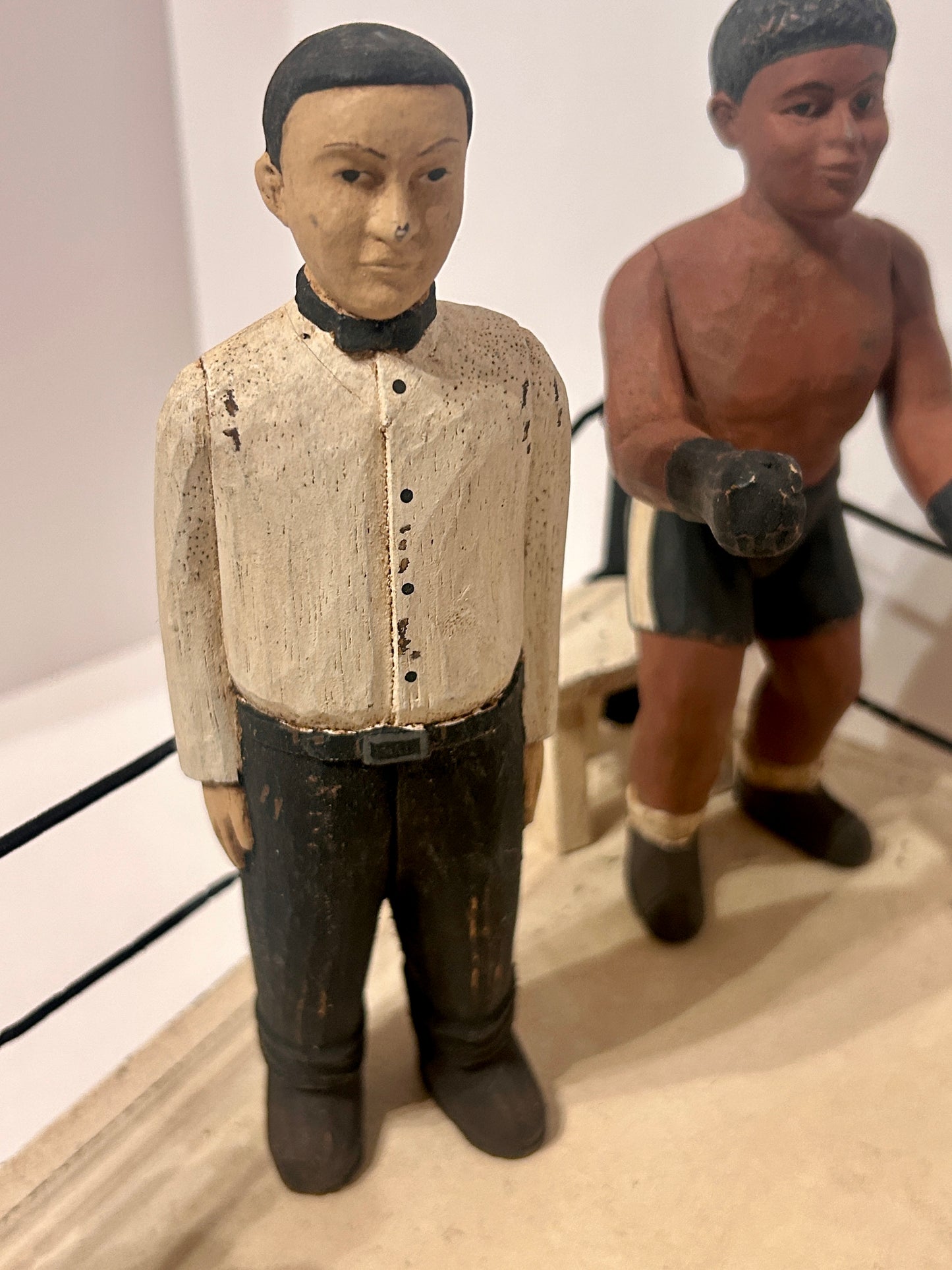 JOE LEWIS "THE BROWN BOMBER" FOLK ART CARVED BOXERS