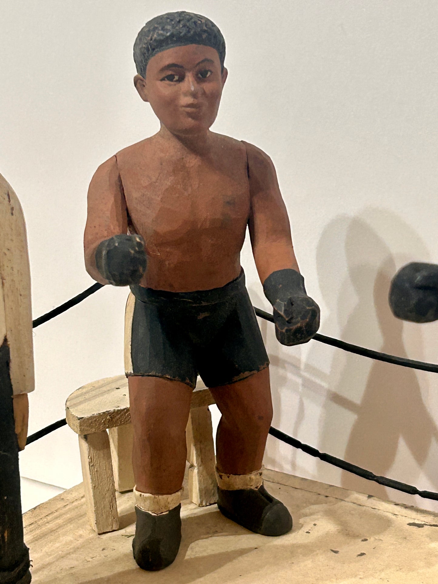 JOE LEWIS "THE BROWN BOMBER" FOLK ART CARVED BOXERS