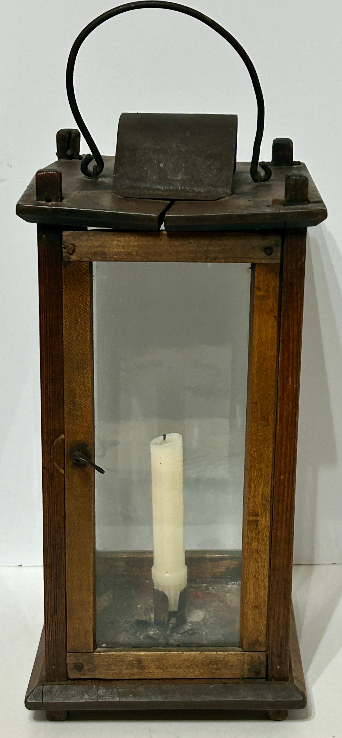 ANTIQUE 1700'S WOODEN CANDLE LANTERN
