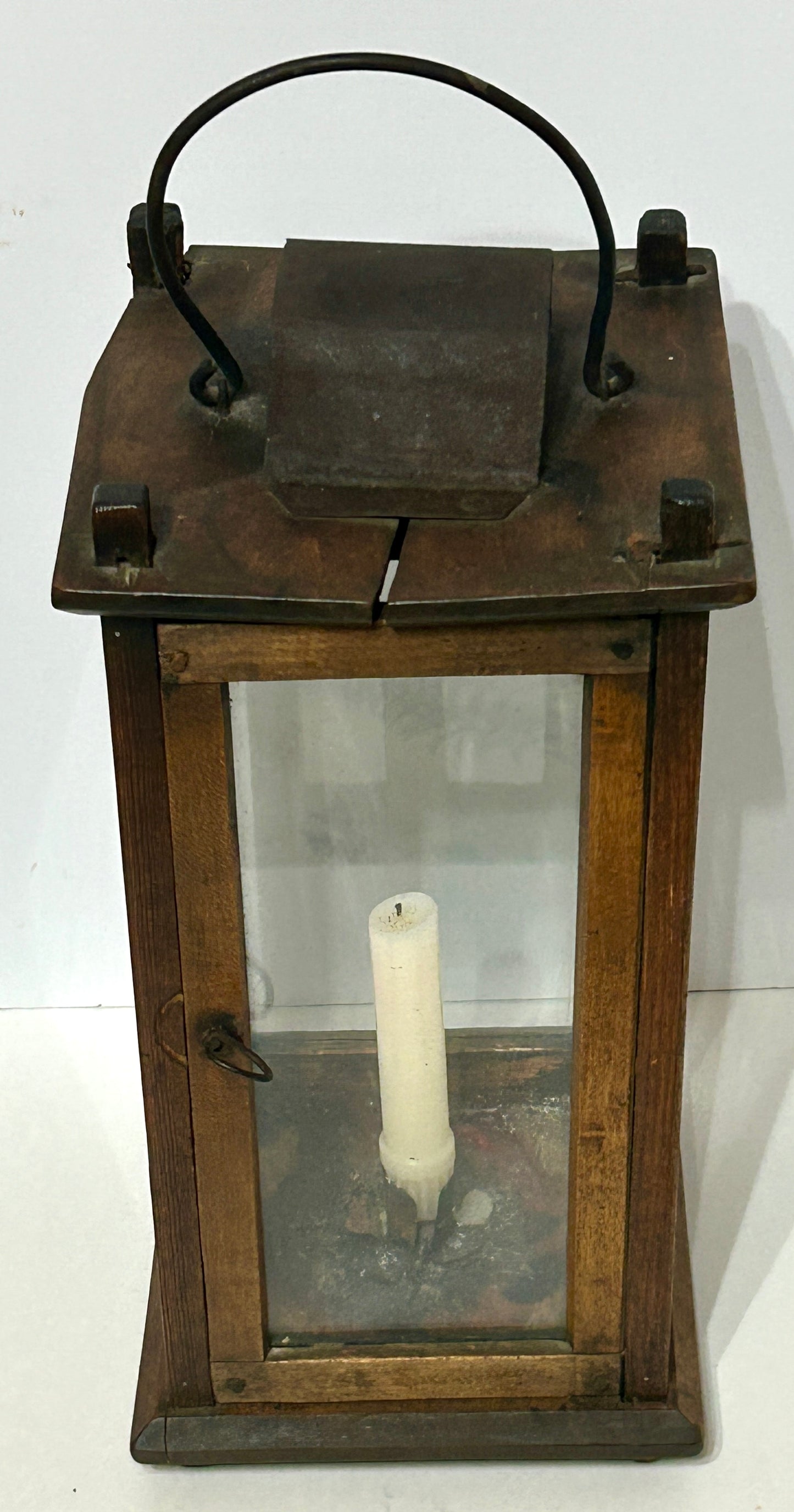 ANTIQUE 1700'S WOODEN CANDLE LANTERN