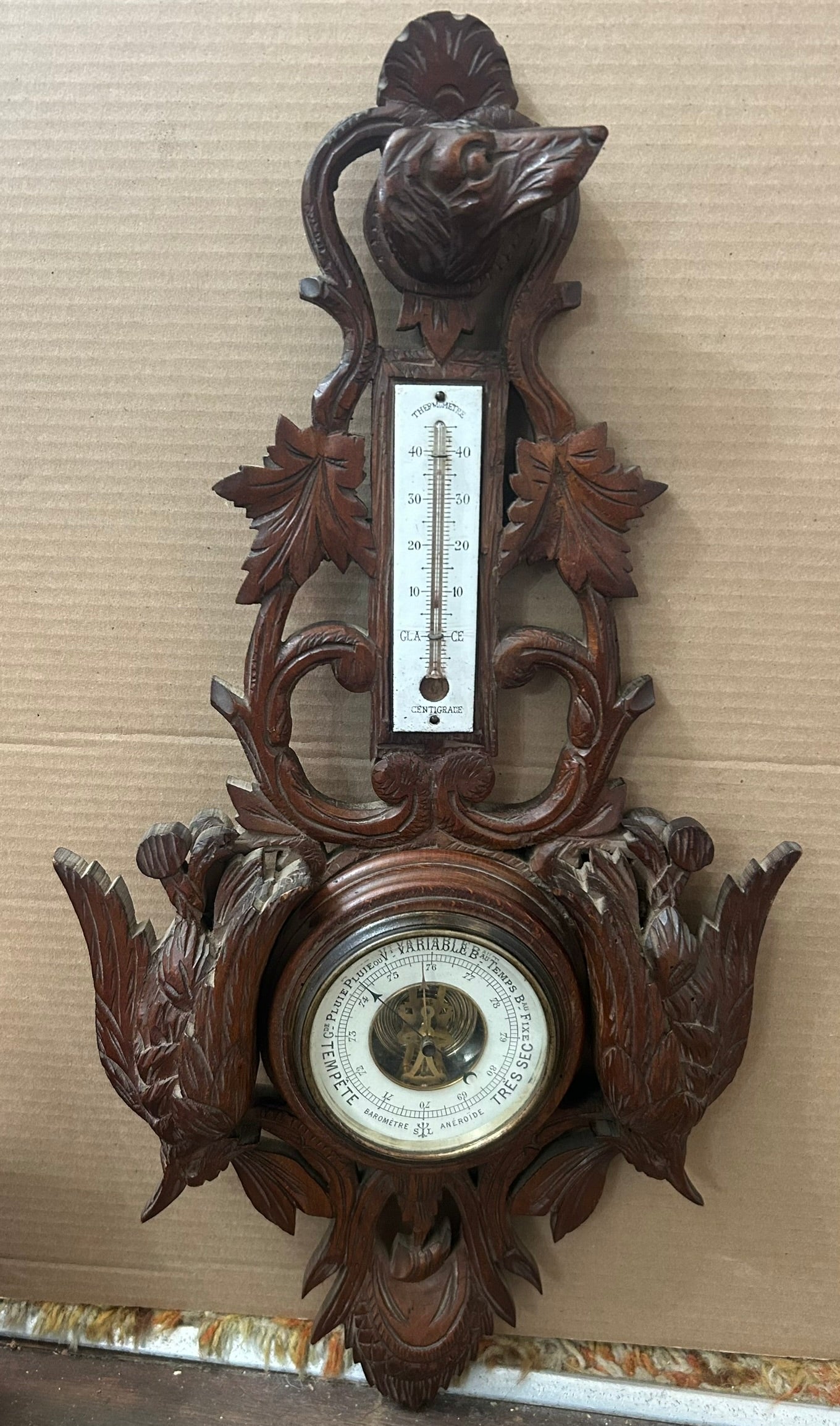 BLACK FOREST CARVED BAROMETER