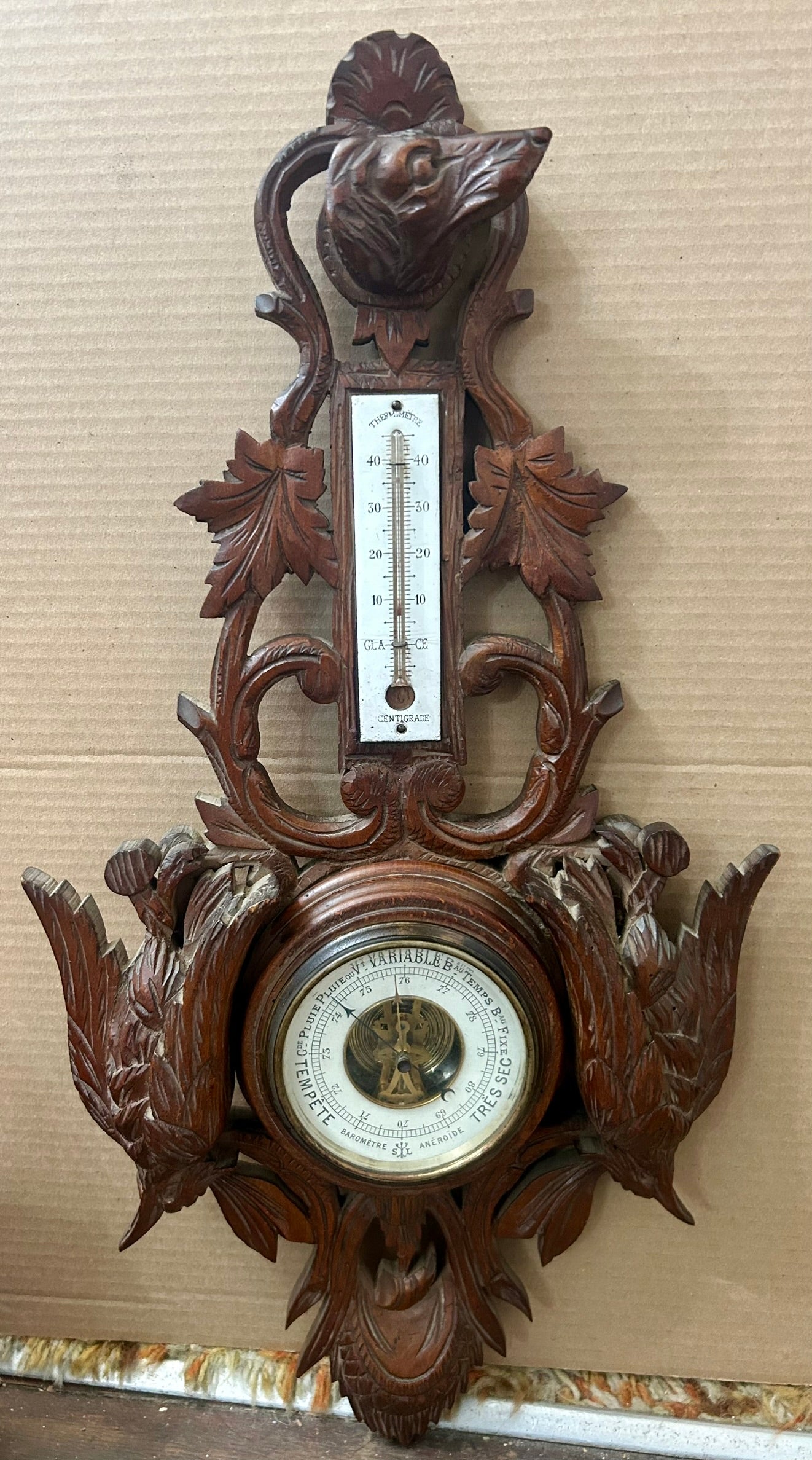 BLACK FOREST CARVED BAROMETER