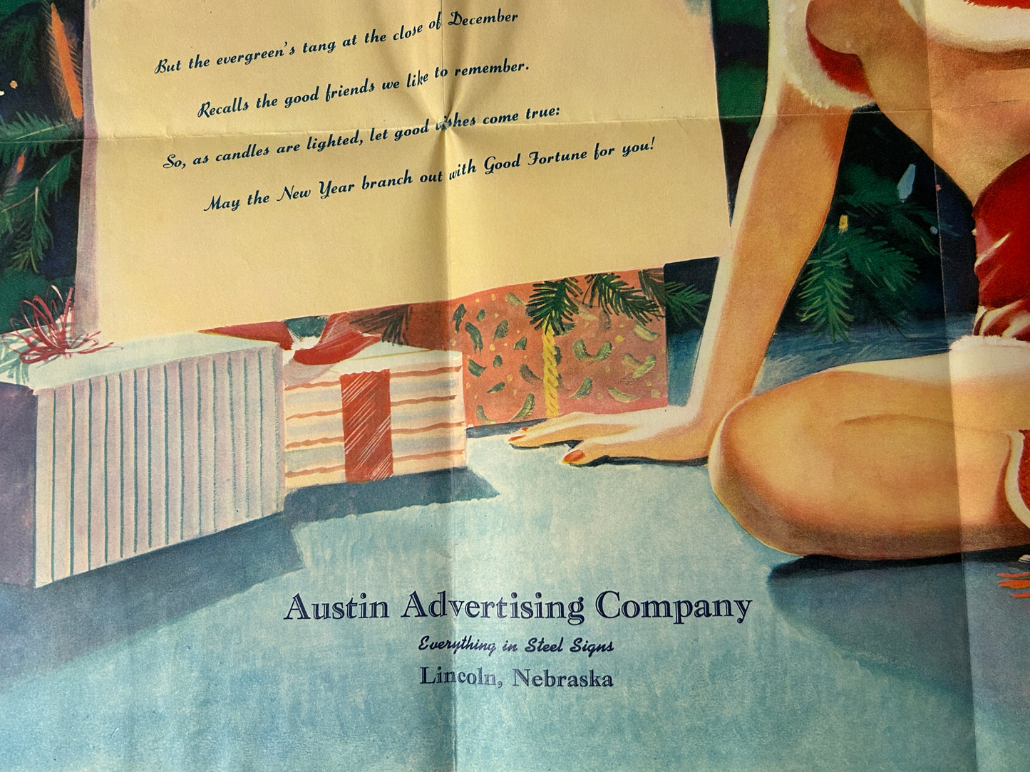 LINCOLN NEBRASKA AUSTIN ADVERTISING COMPANY FOLD OUT PIN UP LARGE AD