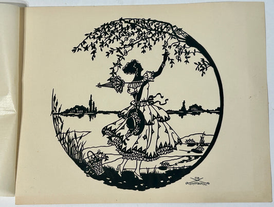 EVA SCHONBERG GERMAN CIRCA 1920 CUT SILHOUETTE OF GIRL REACHING AT LEAVES