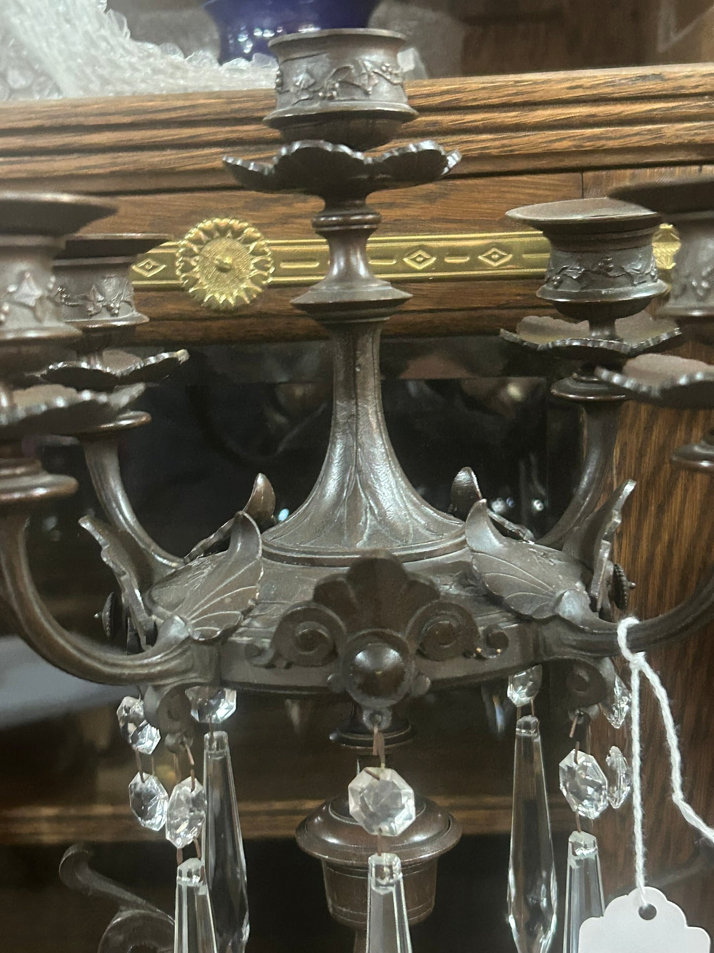BRONZE PAIR OF ANTIQUE FLORAL DESIGN CANDELABRA