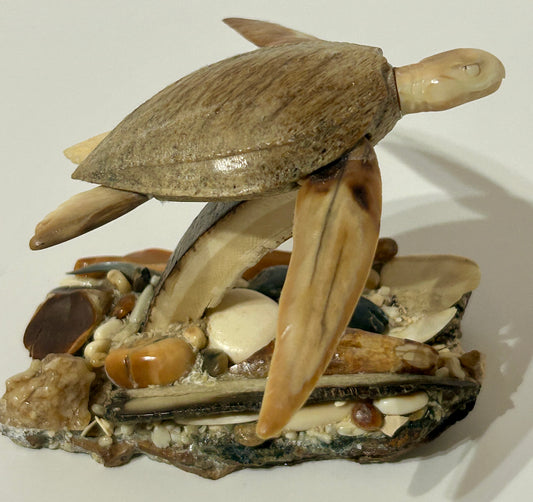 WALRUS IVORY CARVING OF SEA TURTLE