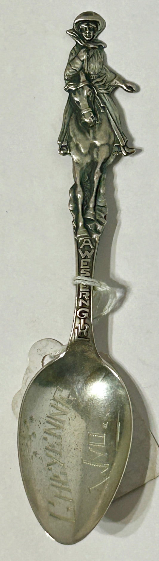 STERLING SILVER COWGIRL SPOON FOR CHEYENNE WYOMING