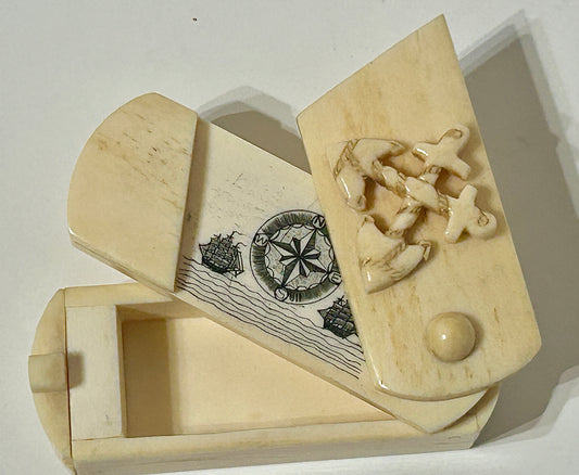 WHALE IVORY CARVED  PUZZLE BOX