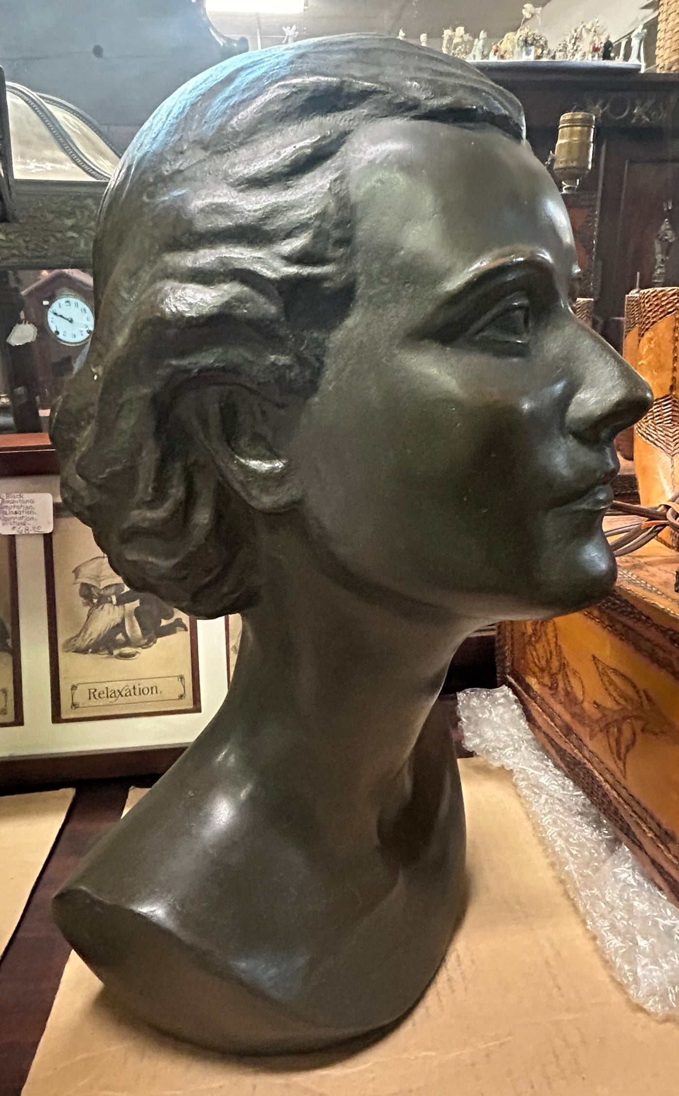 BRONZE LADY BUST BY NEBRASKA ARTIST MARY KILPATRICK FULLER
