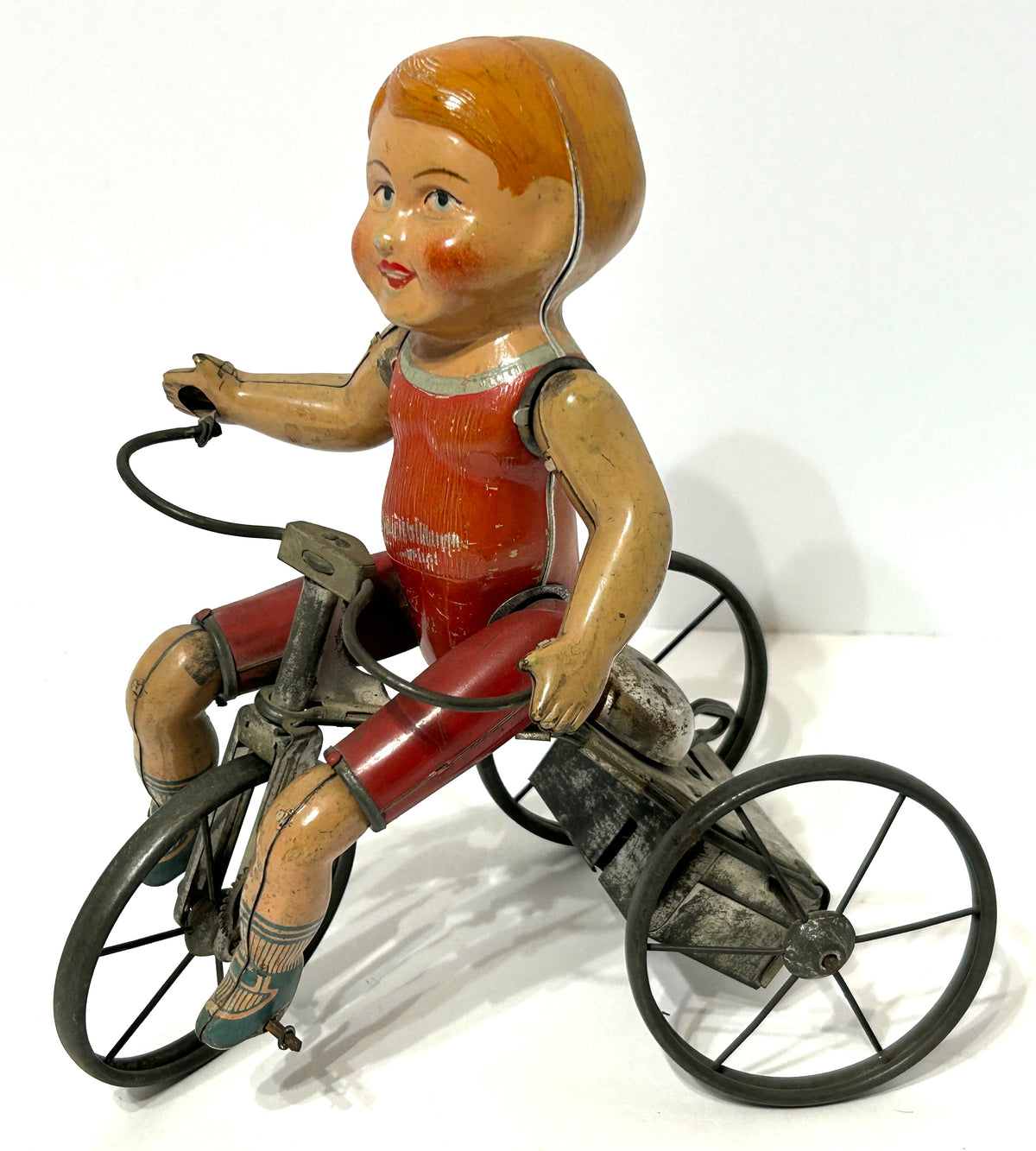 ANTIQUE MARX TOY WIND UP "WONDER CYCLIST" WIND UP TIN TOY