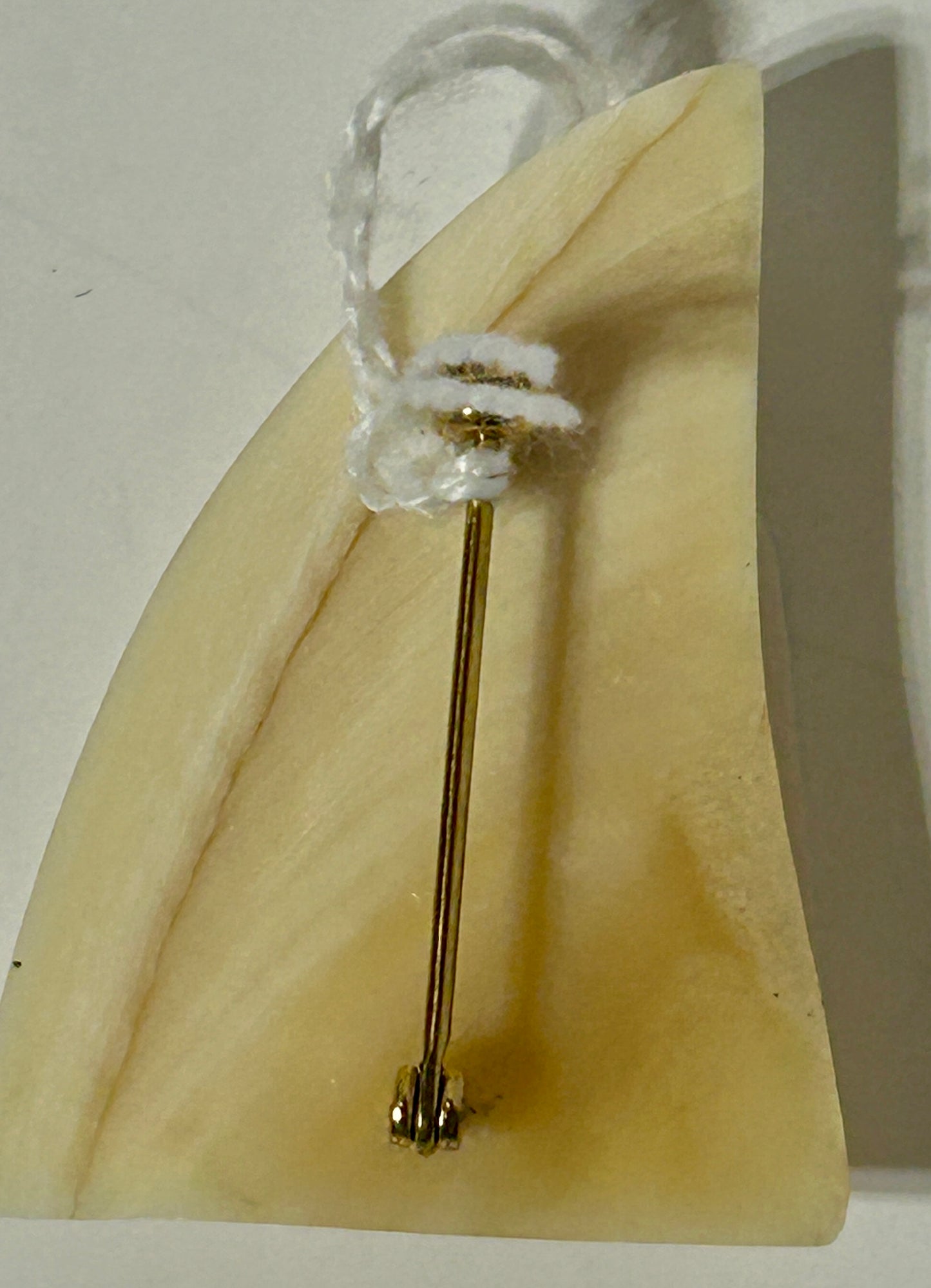 WHALES TOOTH IVORY SCRIMSHAW SHIP PIN