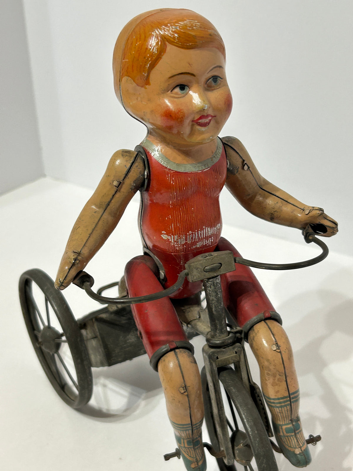 ANTIQUE MARX TOY WIND UP "WONDER CYCLIST" WIND UP TIN TOY