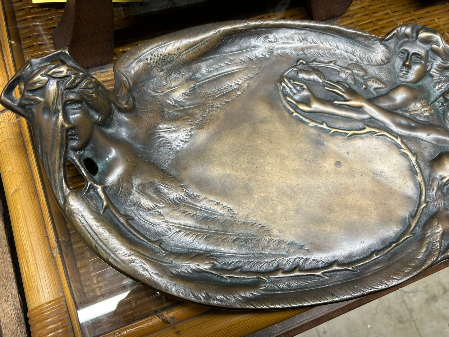 BRONZE FIGURAL LARGE TRAY BY VILLANIS